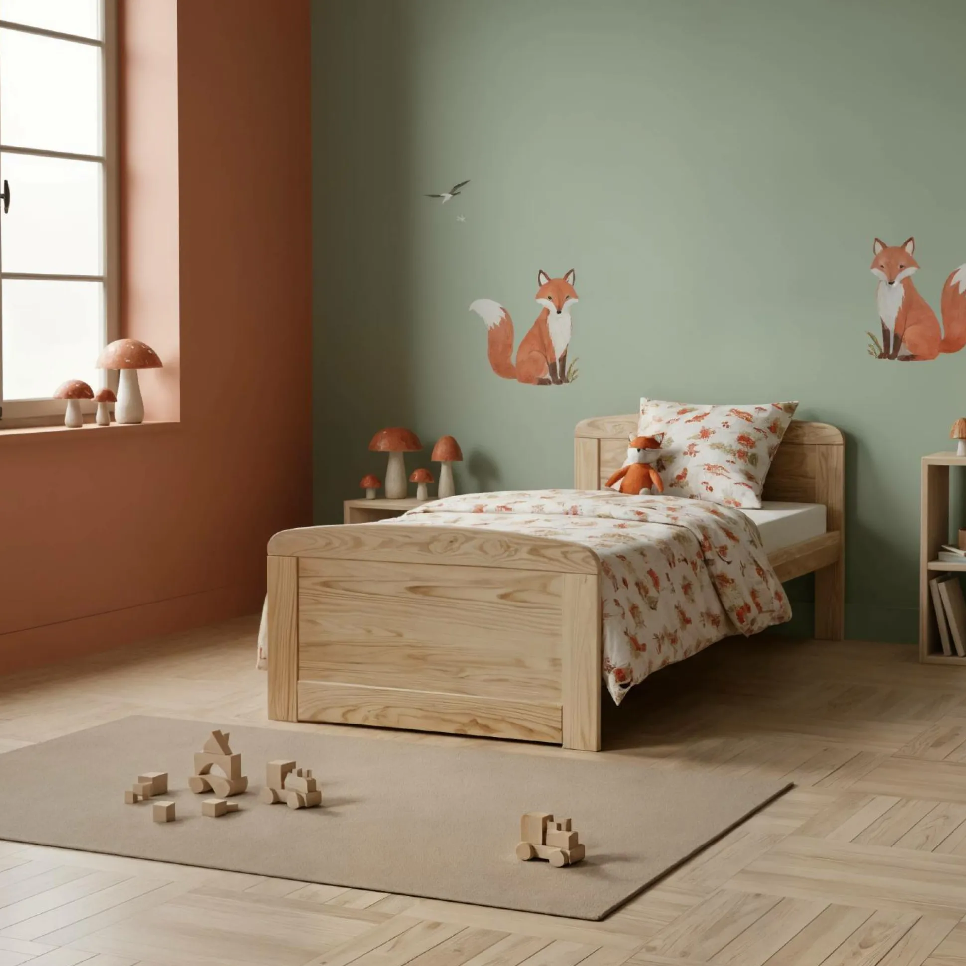 Lit enfant bois massif avec tiroir en option Iris - Naturel