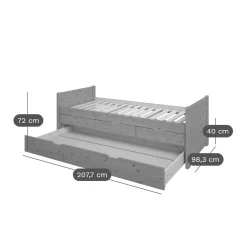 Lit gigogne avec tiroirs Tom - Blanc