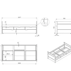Lit gigogne avec tiroirs Tom - Blanc