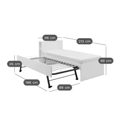 Lit gigogne bois massif Sebastian - Blanc