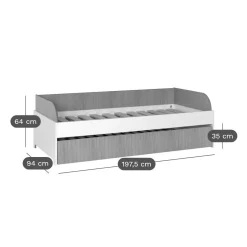 Lit gigogne Séraphin - Blanc/Bois