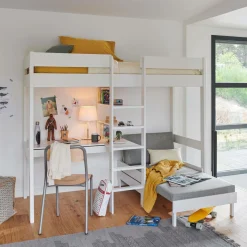 Lit mezzanine + fauteuil extensible Tim - Blanc