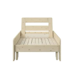 Lit mezzanine + fauteuil extensible Tim - Naturel