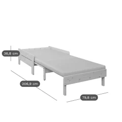 Lit mezzanine + fauteuil extensible Tim - Naturel