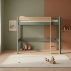 Lit mezzanine Sylvio - Kaki/Bois