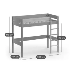 Lit mezzanine Sylvio - Kaki/Bois