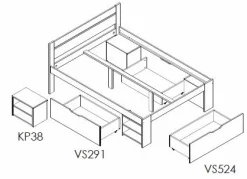 Lit rangement bois massif Tara - Miel - 140 x 200 cm
