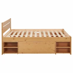 Lit rangement bois massif Tara - Miel - 180 x 200 cm