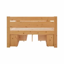 Lit rangement bois massif Tara - Miel - 180 x 200 cm