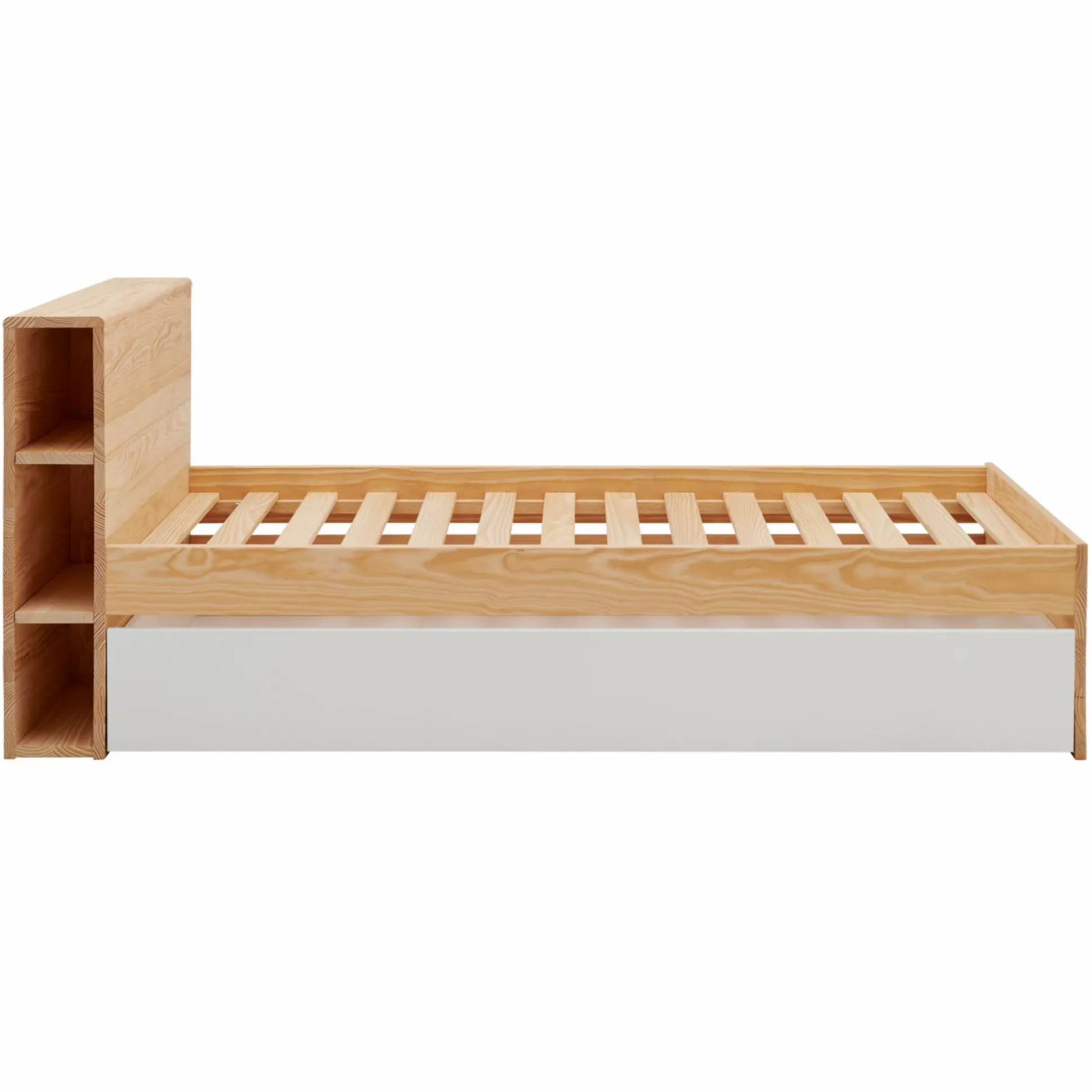 Lit rangement bois massif Sebastian - Bois/Blanc