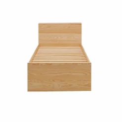 Lit rangement bois massif Sebastian - Bois/Blanc