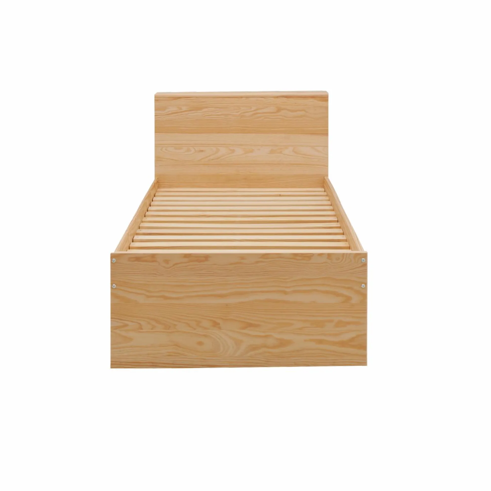 Lit rangement bois massif Sebastian - Bois/Blanc