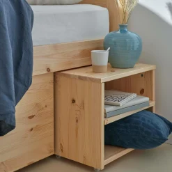 Lit rangement bois massif Tara - Naturel - 160 x 200 cm