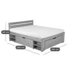 Lit rangement bois massif Tara - Naturel - 160 x 200 cm