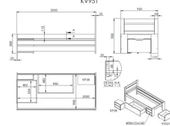 Lit rangement enfant bois massif Tara - Miel - 90 x 200 cm