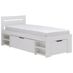 Lit rangement enfant bois massif Tara - Blanc - 90 x 200 cm