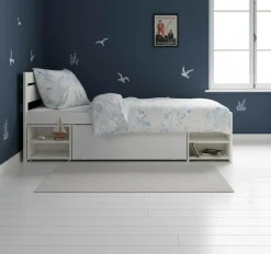 Lit rangement enfant bois massif Tara - Blanc - 90 x 200 cm
