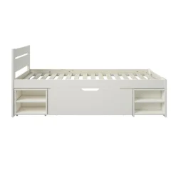 Lit rangement enfant bois massif Tara - Blanc - 90 x 200 cm