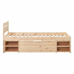 Lit rangement enfant bois massif Tara - Naturel - 90 x 200 cm