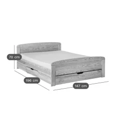 Lit rangements bois massif Iris - Brut à peindre