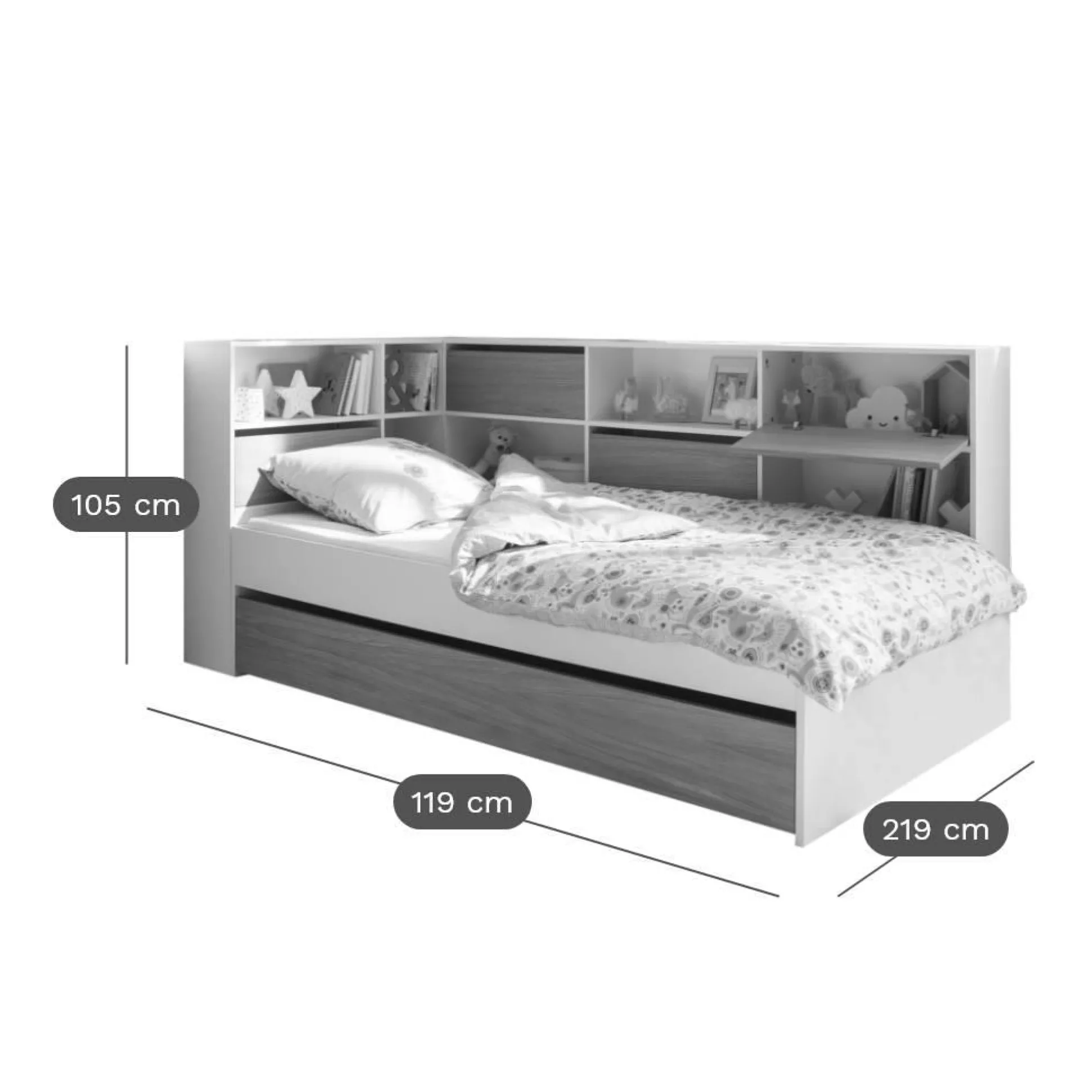 Lit Séraphin - Blanc/Bleu Nuit