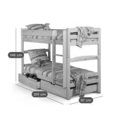 Lits superposés séparables Iris+ lot de 2 tiroirs - Brut à peindre