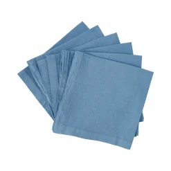 Lot de 6 serviettes coton lin Eline - Bleu Gris - 45 x 45 cm