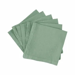 Lot de 6 serviettes coton lin Eline - Lichen Vert - 45 x 45 cm