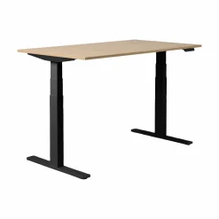 MAKIBA Bureau électrique assis-debout ergonomique Marley - Plateau Bois Clair/Pieds Noirs - 120 x 70 cm