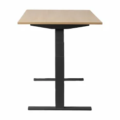 MAKIBA Bureau électrique assis-debout ergonomique Marley - Plateau Bois Clair/Pieds Noirs - 120 x 70 cm