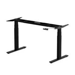 MAKIBA Bureau électrique assis-debout ergonomique Marley - Plateau Bois Clair/Pieds Noirs - 120 x 70 cm