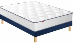 MERINOS Ensemble sommier et matelas Sweety - Bleu Nuit - 140 x 190 cm