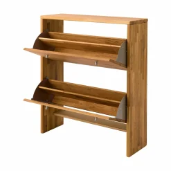 Meuble à chaussures bois massif 2 tiroirs Cyriel - Chêne Massif