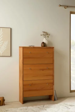 Meuble à chaussures bois massif 3 tiroirs Cyriel - Hêtre Massif