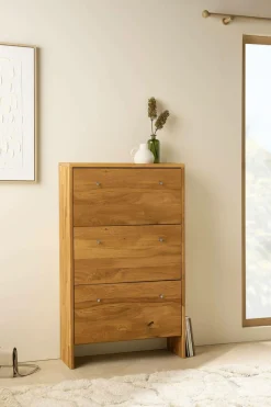 Meuble à chaussures en chêne massif Cyriel