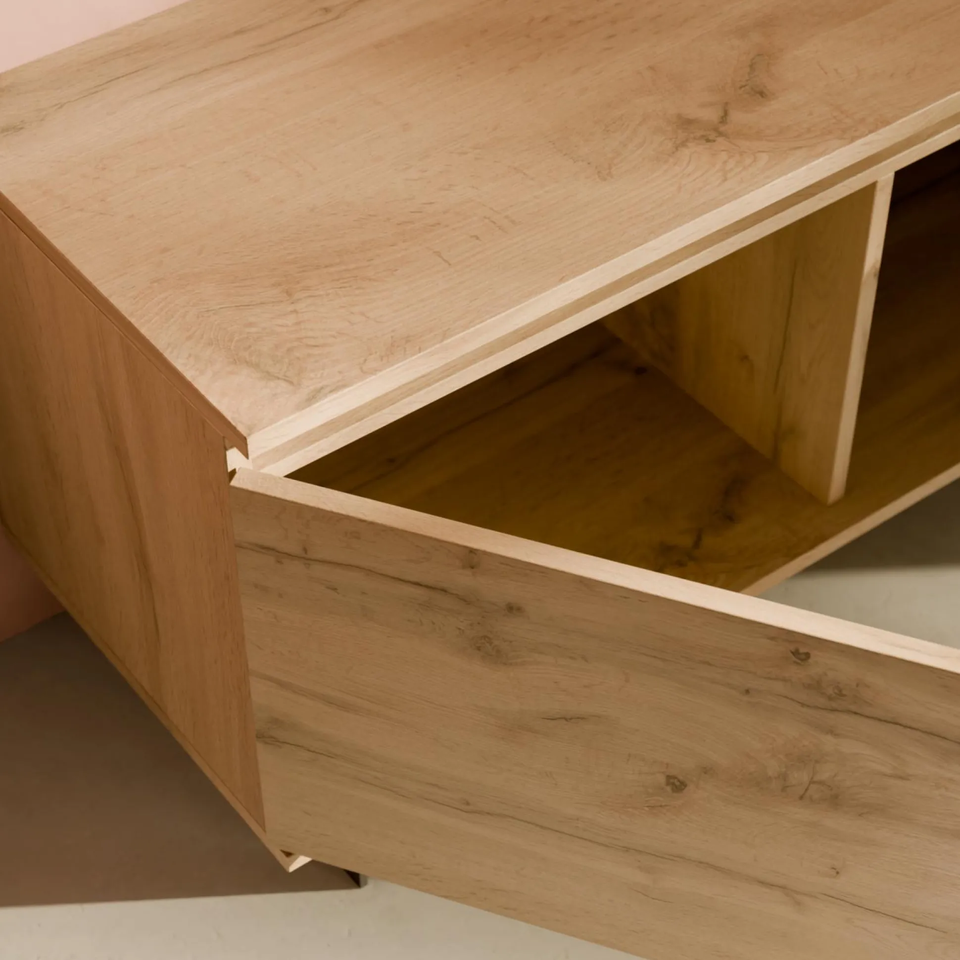 Meuble TV 3 portes décor bois Gustavo - Chêne naturel