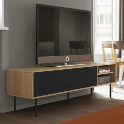 Meuble TV Ampère - Chêne/Noir
