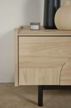 Meuble TV décor bois pieds métal 2 portes Mila