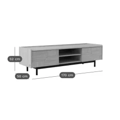 Meuble TV décor bois pieds métal 2 portes Mila