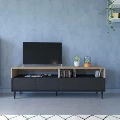 Meuble TV Horizon - Chêne/Noir