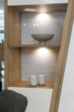 Meuble vitrine décor bois et blanc 2 portes Gustave