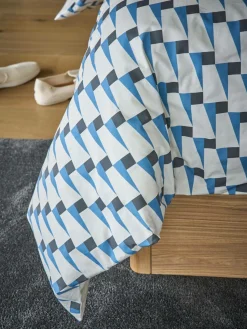 Parure de lit coton bio Nautique Urbain - Bleu Gris - 240 x 220 cm