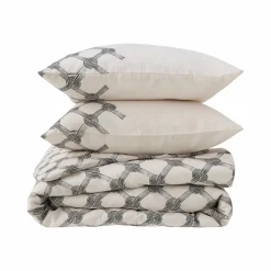 Parure de lit coton lin Grand hôtel - Galuchat/Carbone - 240 x 220 cm