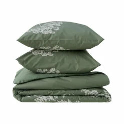 Parure de lit percale Angélique - Vert - 240 x 220 cm