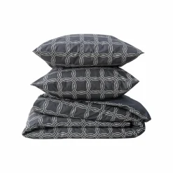 Parure de lit percale Néo Rétro - Anthracite - 240 x 220 cm
