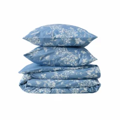 Parure de lit percale Passerage - Bleu - 240 x 220 cm