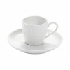PILLIVUYT Lot de 6 Tasses à café et soucoupes Plissé