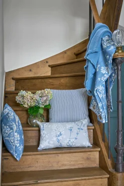 Plaid coton à franges Emilien - Bleu Gris - 130 x 170 cm