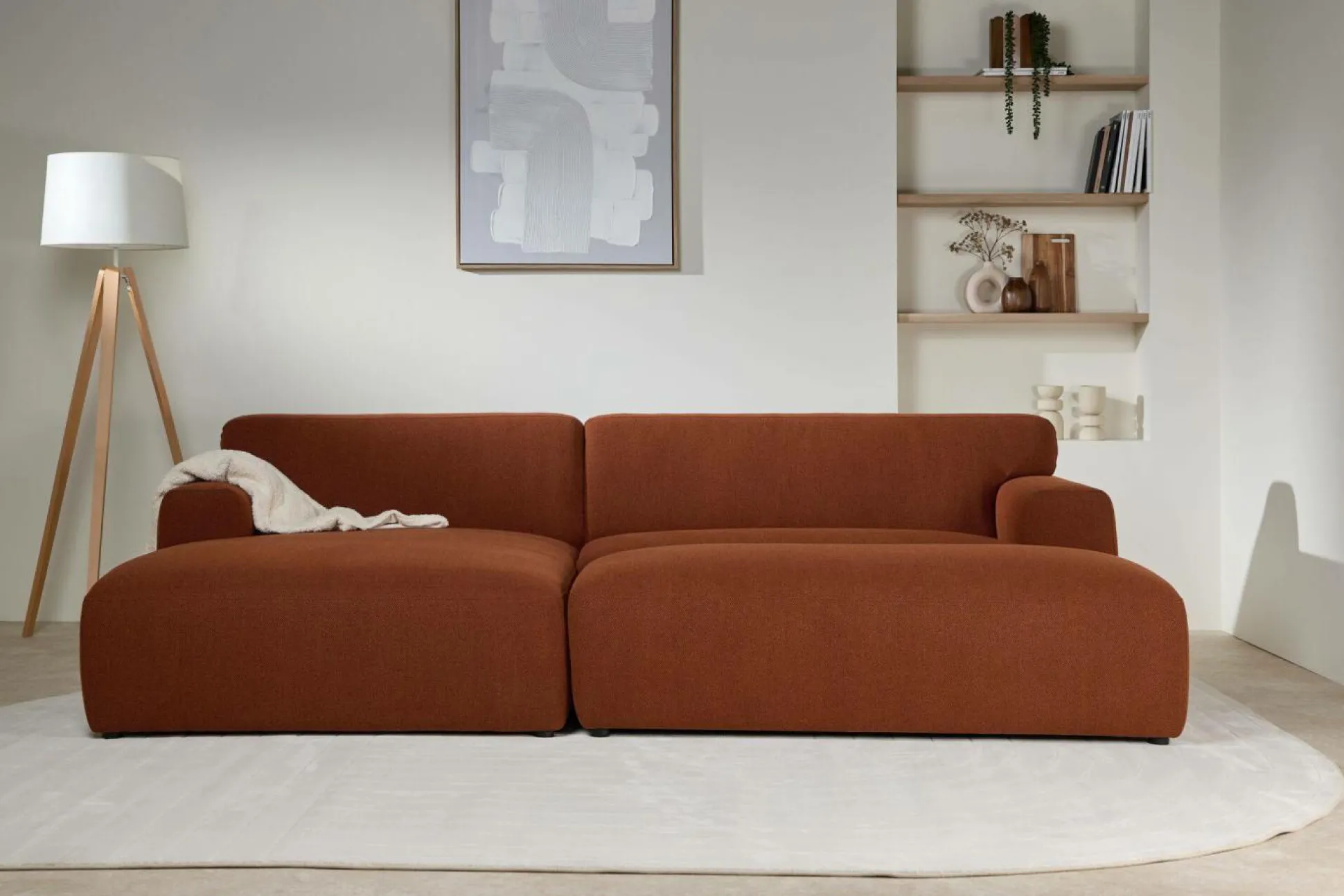 Plaid sherpa gaze de coton bio Pablo - Ecru - 130 x 150 cm