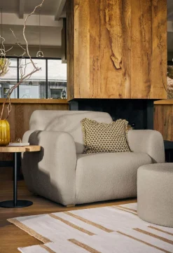 Pouf bouclette 40 cm Ome - Gris Clair